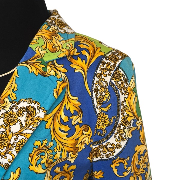 Vintage Linea by Louis Dell’Olio filigree 3 piece lined skirt suit blue green M - Picture 5 of 16